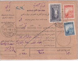 TURQUIE - ANNEES 1920/30  - CARTE COLIS-POSTAUX - ANNULATION Par COUPURE SUR LES TIMBRES + CACHET à DATE De ANTALIA - Brieven En Documenten