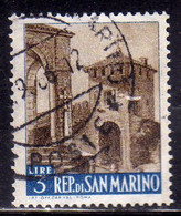 REPUBBLICA DI SAN MARINO 1957 VEDUTE VIEWS LIRE 3 USATO USED OBLITERE' - Usati