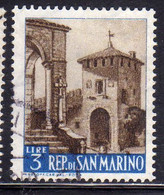 REPUBBLICA DI SAN MARINO 1957 VEDUTE VIEWS LIRE 3 USATO USED OBLITERE' - Usati