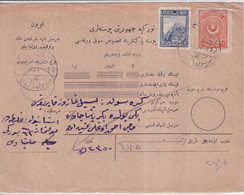 TURQUIE - ANNEES 1920/30  - CARTE COLIS-POSTAUX - ANNULATION Par COUPURE SUR LES TIMBRES + CACHET à DATE => KERASSOUN - Cartas & Documentos