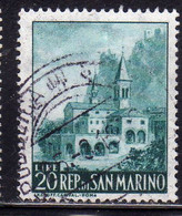 REPUBBLICA DI SAN MARINO 1957 VEDUTE VIEWS LIRE 20 USATO USED OBLITERE' - Usati