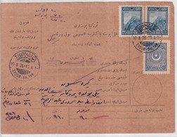 TURQUIE - 1926  - CARTE COLIS-POSTAUX - ANNULATION Par COUPURE SUR LES TIMBRES + CACHET à DATE De EYOUB SULTAN - Lettres & Documents