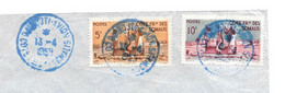 DJIBOUTI AVION 1959 CACHET BLEU .COTE FRANCAISE DES SOMALIS..ENVOI MILITAIRE..TBE . - Storia Postale