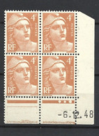 CD1923 Coin Daté Type MARIANNE DE GANDON YT 808  Tirage  Du  06-12-1948  Neuf ** - 1940-1949