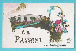 * Anzegem - Anseghem (West Vlaanderen) * (SAPI 2091) En Passant De Anseghem, Fantaisie, Fleurs, Panier, Old - Anzegem