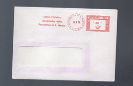 5CRT1353 - SAN MARINO - Ufficio Filatelico Governativo 10.4.1973 - Ema Red Meter Affrancatura Rossa - Covers & Documents