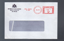 5CRT1355 - SAN MARINO - Ufficio Filatelico Governativo 26.4.1976 - Ema Red Meter Affrancatura Rossa - Covers & Documents