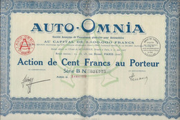 AUTO-OMNIA - ACTION DE 100  FRS -ANNEE 1928 - Automobile