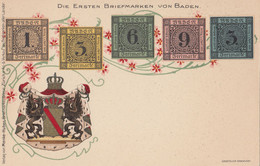RC058 Lithographie Baden, Die Ersten Briefmarken Und Wappen NEU - Private Postcards - Mint