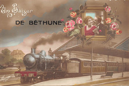 CPA 62 UN BAISER DE BETHUNE (TRAIN - Bethune