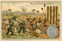 170222 - CHROMO LITH VIEILLEMARD PARIS A JEANDE Libraire éditeur - MEDAILLE DU DAHOMEY AFRIQUE Bataille Militaire - Sonstige