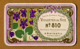 " VIOLETTES DE NICE N° 810 - PARFUM A. BIETTE & Fils à NANTES "  CALENDRIER 1914 - Anciennes (jusque 1960)