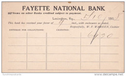 Receipt Fayette National Bank Lexington Kentucky 1918 - Banques