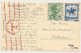 Censored Card Sibiu Romania - Rotterdam The Netherlands 1940 - WWII - Lettres 2ème Guerre Mondiale