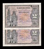 España Spain Pareja 2 Pesetas Cathedral Of Burgos 1938 Pick 109 Serie L EBC XF - 1-2 Pesetas