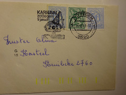 1981 Kleine Enveloppe Uit 9620 ZOTTEGEM Gefr. 1 X 5Fr + 2 X 50c -  Slogan KARNAVAL - Zie Scan (s) Voor Zegels, Stempels - 1977-1985 Chiffre Sur Lion