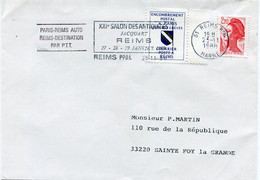 FRANCE LETTRE AVEC AFFRANCHISSEMENT DONT UN TIMBRE DE GREVE N°39 REIMS DEPART REIMS 25-11-1988 MARNE POUR LA FRANCE - Documents