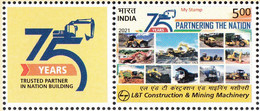 INDIA 2021  MY STAMP, LARSEN & TOUBRO CONSTRUCTION & MINING MACHINERY 75th ANNIV, 1v+tab,  Limited Issue. MNH(**) - Ungebraucht