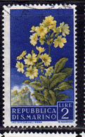 SAN MARINO 1957 FLORA FIORI II 2 EMISSIONE PRIMULE FIORE FLOWERS  FLOWER 2TH ISSUE LIRE 2 USATO USED OBLITERE' - Usati