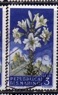 SAN MARINO 1957 FLORA FIORI II 2 EMISSIONE GIGLIO IRIS FIORE FLOWERS  FLOWER 2TH ISSUE LIRE 3 USATO USED OBLITERE' - Usati