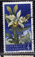 SAN MARINO 1957 FLORA FIORI II 2 EMISSIONE ORCHIDEA FIORE FLOWERS  FLOWER 2TH ISSUE LIRE 4 USATO USED OBLITERE' - Usati