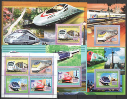 BC1403 2006 GUINEE GUINEA HIGH SPEED TRAINS TRANSPORT !!! 1KB+4BL MNH - Trains
