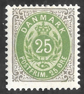 AFA#29B MNH** 1895. Bi-coloured. 25 Øre Green/grey. Perf. 12 3/4. Watermark II. Normal Frame (Michel 29B/FACIT43a) - Ongebruikt