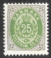 AFA#29B MNH** 1895. Bi-coloured. 25 Øre Green/grey. Perf. 12 3/4. Watermark II. Normal Frame (Michel 29B/FACIT43a) - Neufs
