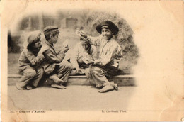 CORSE - RARE !  GAMINS D'AJACCIO (jouant Aux Cartes) - Précurseur L. Cardinali - Années 1900 - Ajaccio