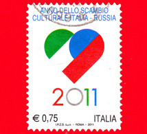 ITALIA - Usato - 2011 - Anno Dello Scambio Culturale Italia Russia - Cuore Stilizzato - 0,75 - 2011-20: Usados