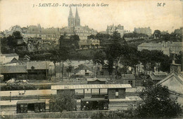 St Lo * Vue Générale Prise De La Gare * Ligne Chemin De Fer * Wagons - Saint Lo