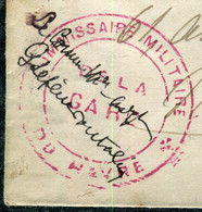 Cachet Du Commissaire Militaire De La Gare Du Havre Sur Enveloppe En 1915 En Fm Pour Neuilly/Seine - Réf F205 - WW I