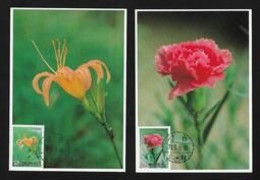 Maxi Cards 1985 Mother Flower Stamps - Carnation , Day-lily Flora Plant - Maximum Cards