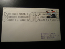 ALBACETE 1984 Alcoholicos Rehabilitados Recovered Alcoholics Alcooliques Recuperes Health Sante Cancel Cover SPAIN - Drogen