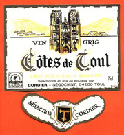 Etiquette + Collerette Neuve De Vin Gris Cotes De Toul D Cordier à 54200 Toul - 75 Cl - Cathédrale De Toul - Vin De Pays D'Oc