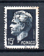 MONACO -- Timbre Perforé Oblitéré -- B B --15 -15  -- 15 F. Bleu-noir  Prince Rainier III - Used Stamps