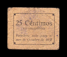 España Billete Local La Carolina (Jaén) 25 Céntimos 1937 BC F - Andere & Zonder Classificatie