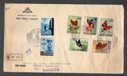 BIG - SAN MARINO Ufficio Filatelico 1963, Raccomandata Con Serie FARFALLE + GIORNATA N. 644/48+642/43 - FDC