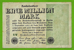 ALLEMAGNE / 1 MILLION MARK / REICHSBANKNOTE / 09 - 08 - 1923 :/ RW /  Ros.101 - 1 Million Mark