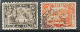 ADEN 1939, GVI 2 A Aidrus Mosque And 8 A Mukalla, Coal Station At Hadhramaut With Rare „ADEN CAMP“ CDS (BRITISH ARMY) - Aden (1854-1963)