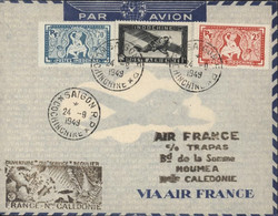 Par Avion Indochine YT Ae 11 + 170 218 Saigon Cochinchine 24 9 49 Ouverture Service Régulier France Nouvelle Calédonie - Luchtpost