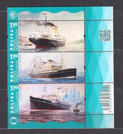 POLAND 2021 POLISH OCEAN LINERS BLOCK Of 3 R Set MNH - Unused Stamps