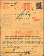 N°571 Sur CP Imprimée "Gemeentebestuur Yper" + Censure Oberkommando > Eupen / Texte + Cachet De La Ville - Weltkrieg 1939-45 (Briefe U. Dokumente)