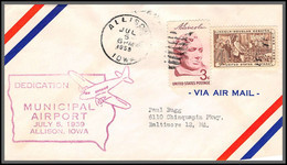 12359 Airport Dedication Allison 5/7/1959 Premier Vol First Flight Lettre Airmail Cover Usa Aviation - 2c. 1941-1960 Briefe U. Dokumente