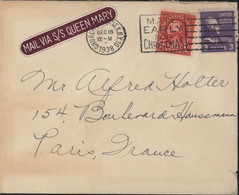 Mail Via S/S Queen Mary YT USA 183 372 Church St Annex N.Y.10 DEC 16 1938 Mail Early Befor Christmas + Vignette Denmark - Cartas