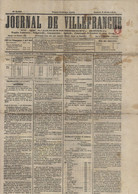 Journaux Oblitération Typographique YT 26 B T2 Napoléon Lauré Feuille Entière Journal De Villefranche 6 4 1872 - Kranten
