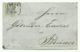 9Kr. Bleu, Margé, Obl.  Griffe De  PRAG 24/11 sur Lettre De 1852 Vers Brünn.  Superbe - W1773 - Briefe U. Dokumente