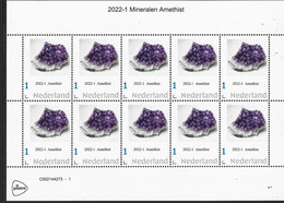 Nederland  2022-1 Mineralen Edelstenen Minerals Gemstons  Amethist  Vel-sheetlet  Postfris/mnh/neuf - Ongebruikt