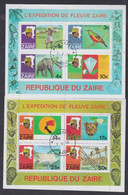 Zaïre BF N°8 / 9 O Expédition Sur Le Fleuve Zaïre, Les 2 Blocs Oblitérés, TB - Used Stamps