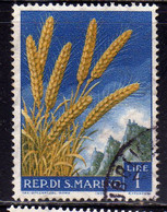 REPUBBLICA DI SAN MARINO 1958 FRUTTA E PRODOTTI AGRICOLI FRUMENTO LIRE 1 LIRA  USATO USED OBLITERE' - Usati